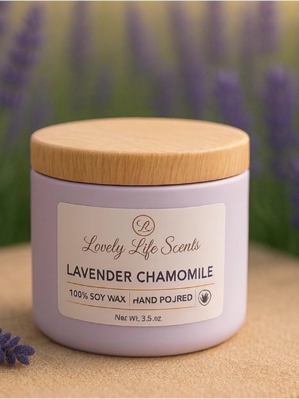 Lavender Chamomile Mini 3.5oz Premium Soy Candle Tin from Lovely Life Scents - Picture 2 of 3